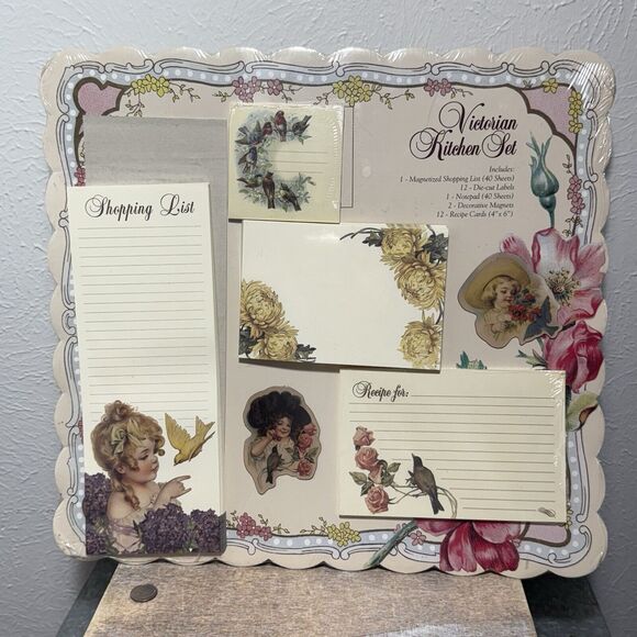 VTG Victorian Kitchen Set Shopping List, Labels, Notepad, Magnets, Recipe Cards - Picture 1 of 16